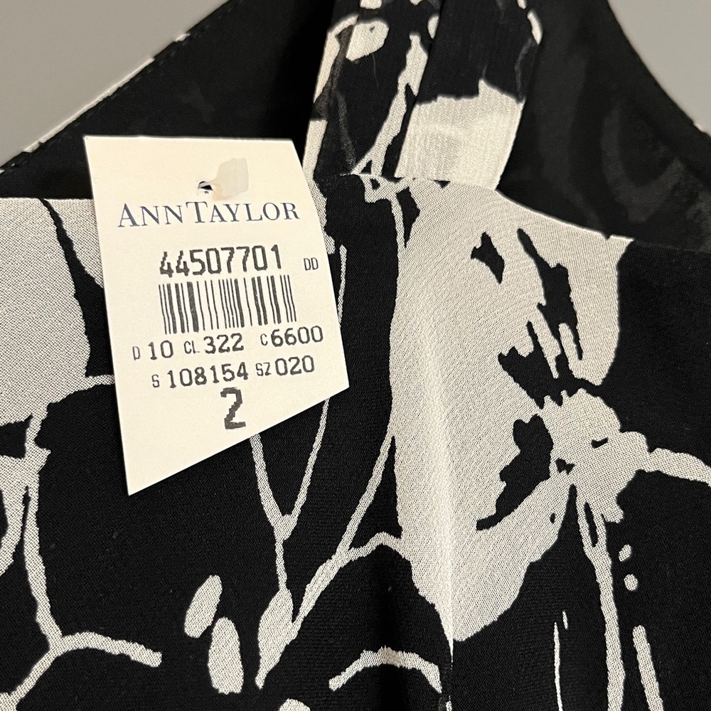 Anne Taylor 100% silk vintage black and white floral print silk midi slip dress - Picture 4 of 5
